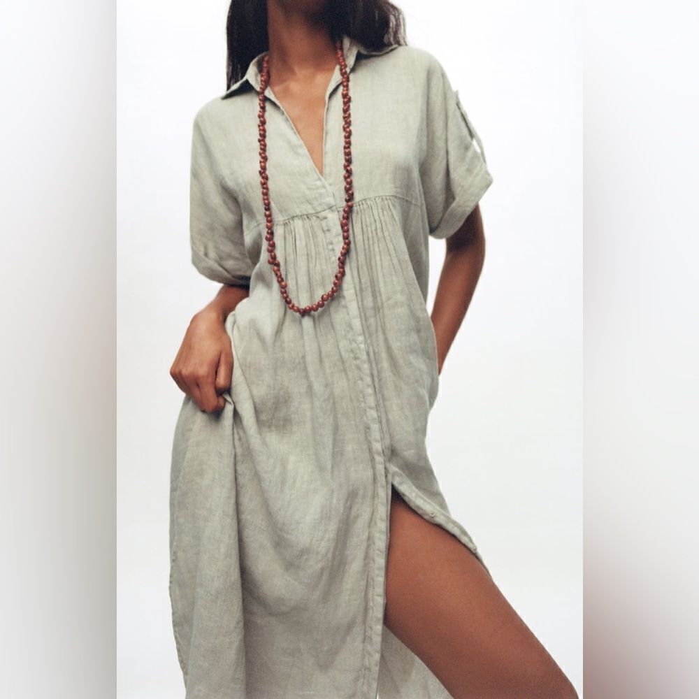ZARA 100% LINEN DRESS - Picture 2 of 7